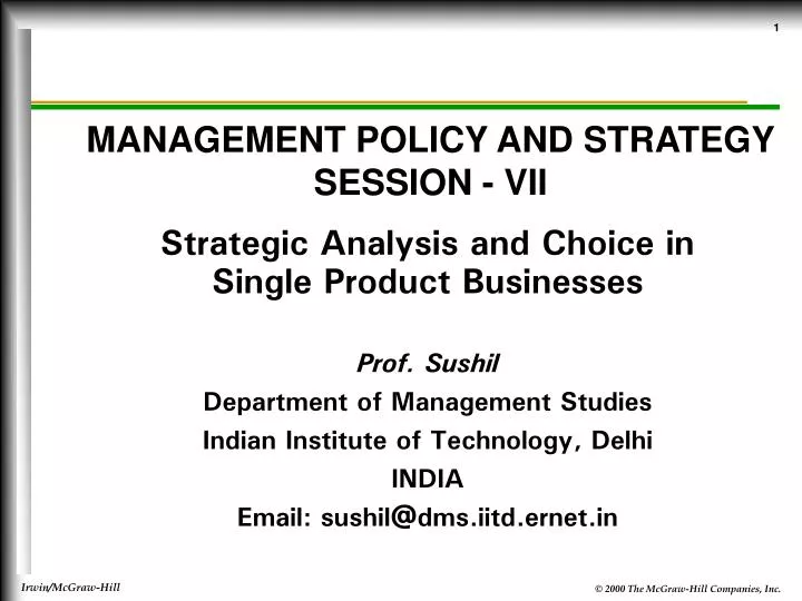 management policy and strategy session vii