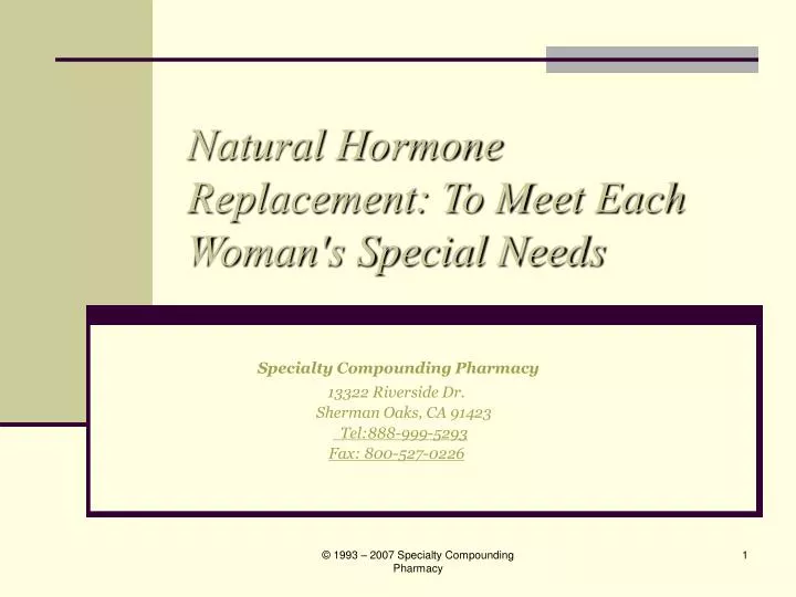 natural hormone replacement to meet each woman s special needs
