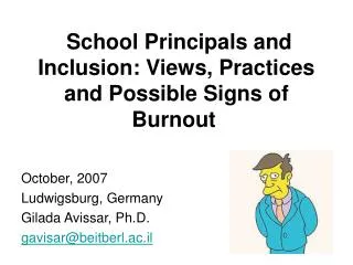 School Principals and Inclusion: Views, Practices and Possible Signs of Burnout