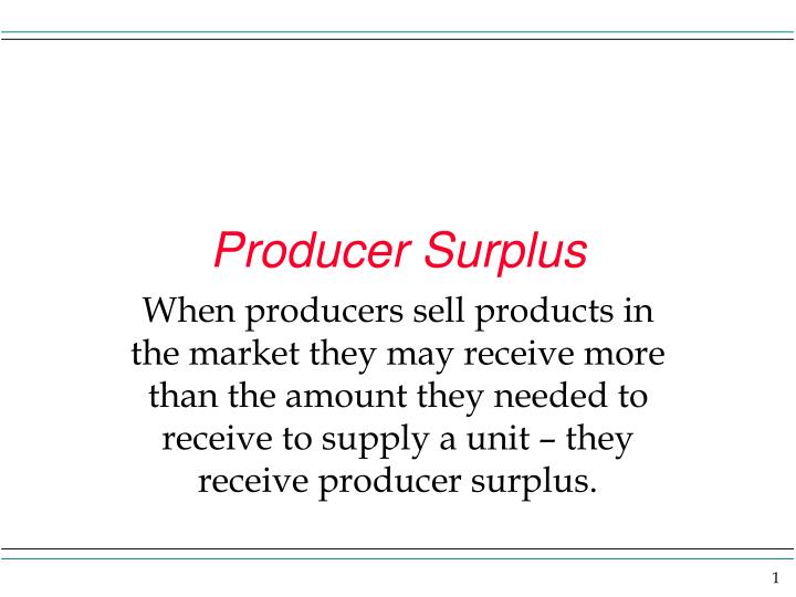 producer surplus