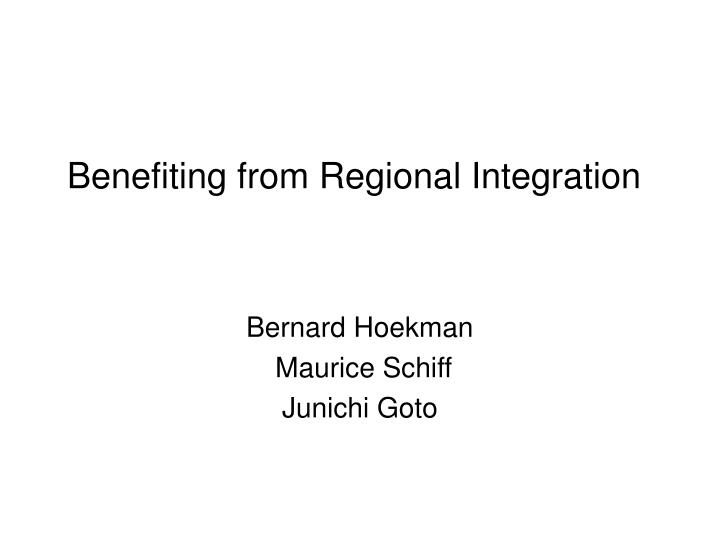 benefiting from regional integration