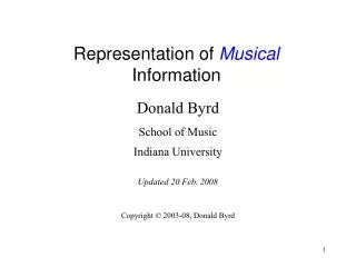 Representation of Musical Information