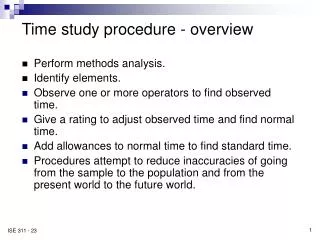 Time study procedure - overview