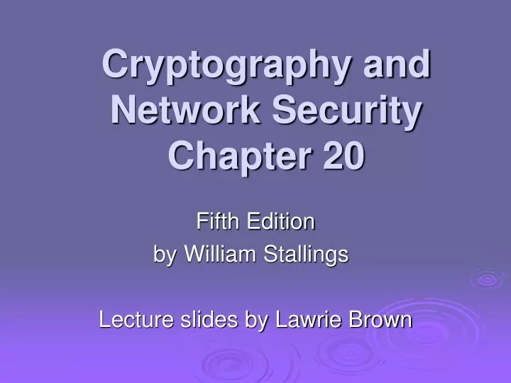 cryptography and network security chapter 20