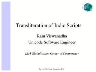 Transliteration of Indic Scripts