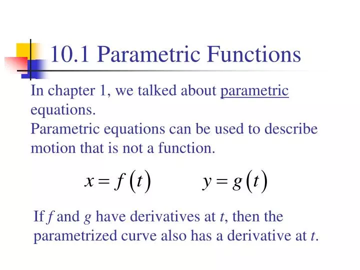 10 1 parametric functions