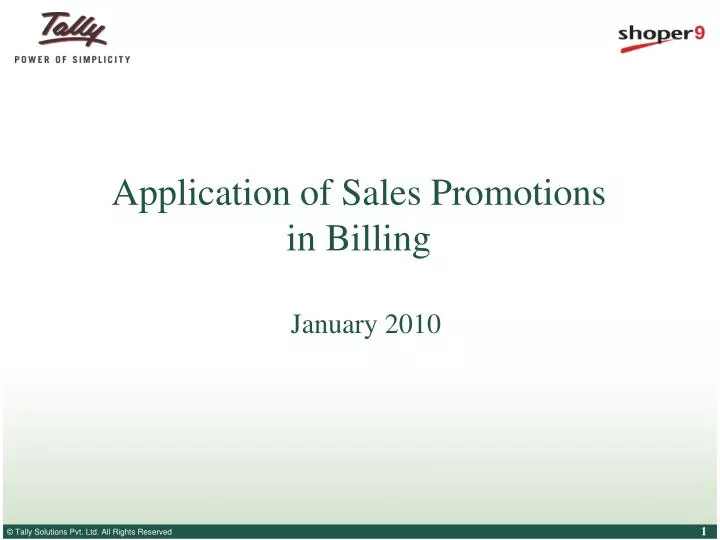 application of sales promotions in billing