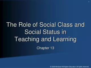 The Role of Social Class and Social Status in Teaching and Learning