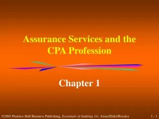 Assurance Services and the CPA Profession