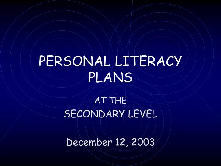 personal literacy plans