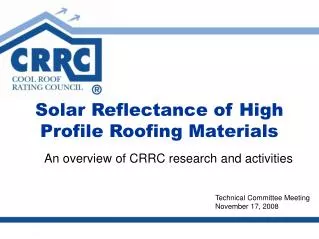 Solar Reflectance of High Profile Roofing Materials