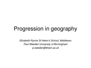 Progression in geography