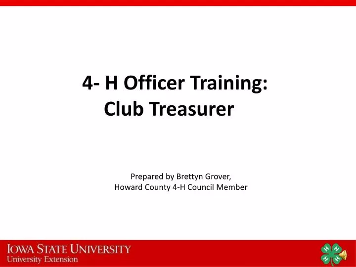 4 h officer training club treasurer