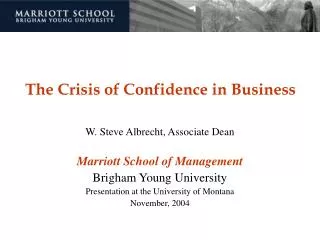 The Crisis of Confidence in Business