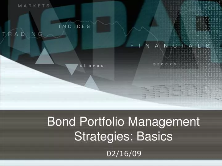 bond portfolio management strategies basics