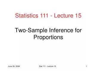 Two-Sample Inference for Proportions