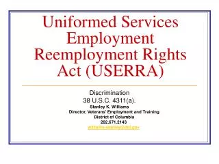 Uniformed Services Employment Reemployment Rights Act (USERRA)