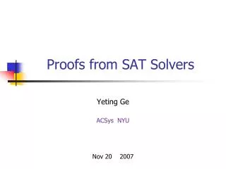 Proofs from SAT Solvers