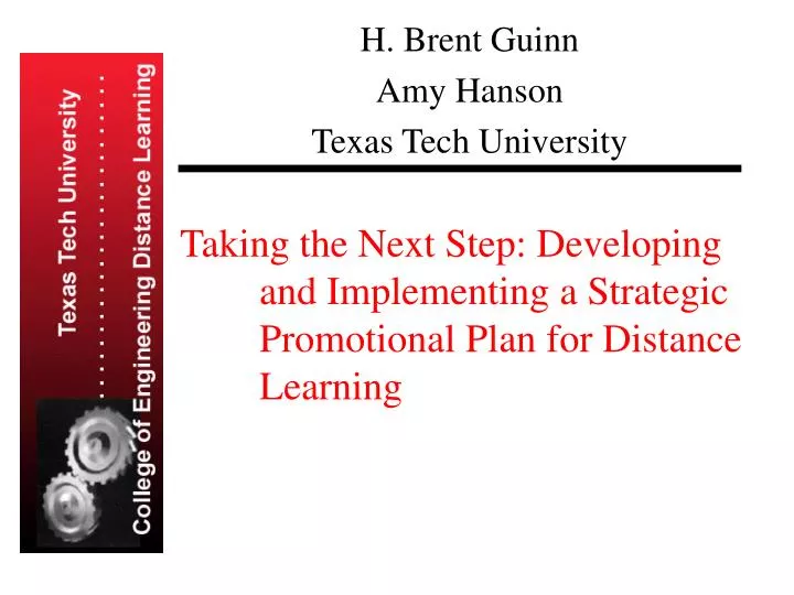 taking the next step developing and implementing a strategic promotional plan for distance learning