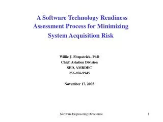 A Software Technology Readiness Assessment Process for Minimizing System Acquisition Risk