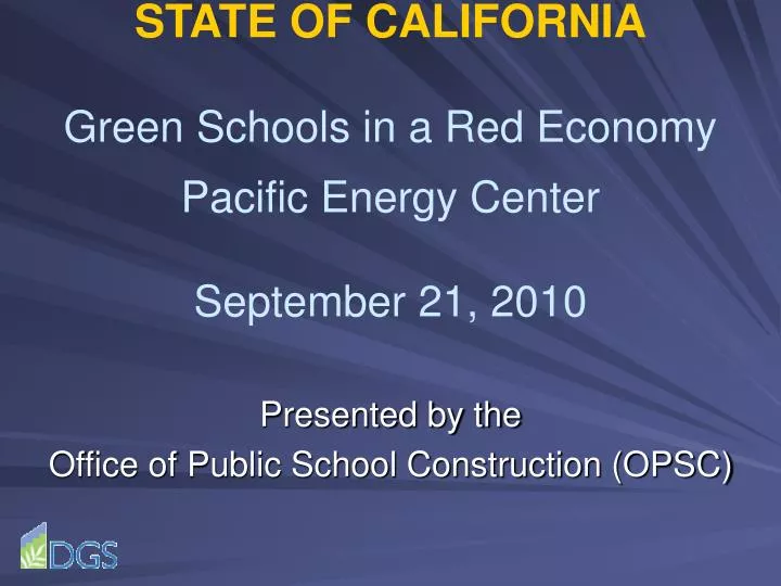 state of california green schools in a red economy pacific energy center september 21 2010