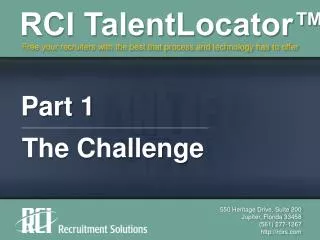 RCI TalentLocator, Part 1 - The Challenge