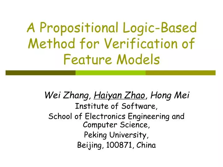 a propositional logic based method for verification of feature models