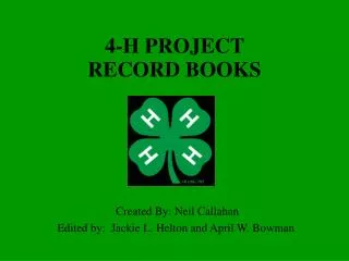 4-H PROJECT RECORD BOOKS