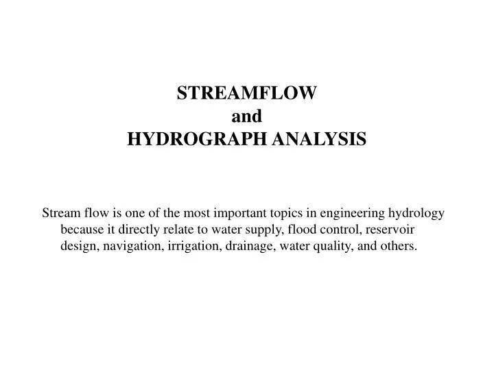 streamflow and hydrograph analysis