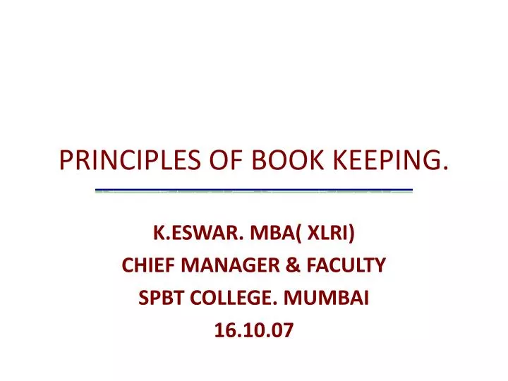 principles of book keeping
