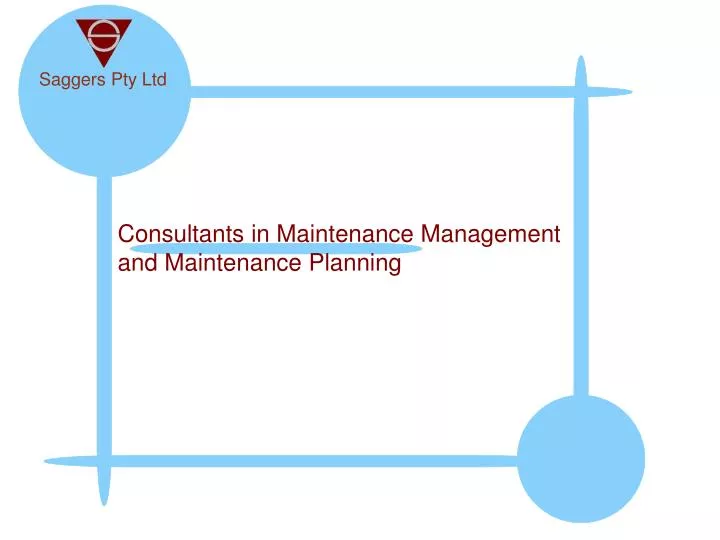 consultants in maintenance management and maintenance planning