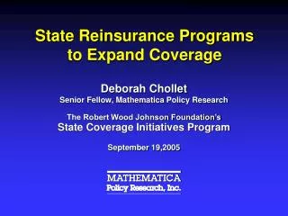 State Reinsurance Programs to Expand Coverage
