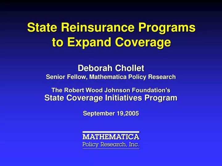 state reinsurance programs to expand coverage