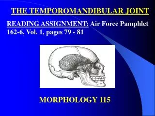 THE TEMPOROMANDIBULAR JOINT READING ASSIGNMENT: Air Force Pamphlet 162-6, Vol. 1, pages 79 - 81