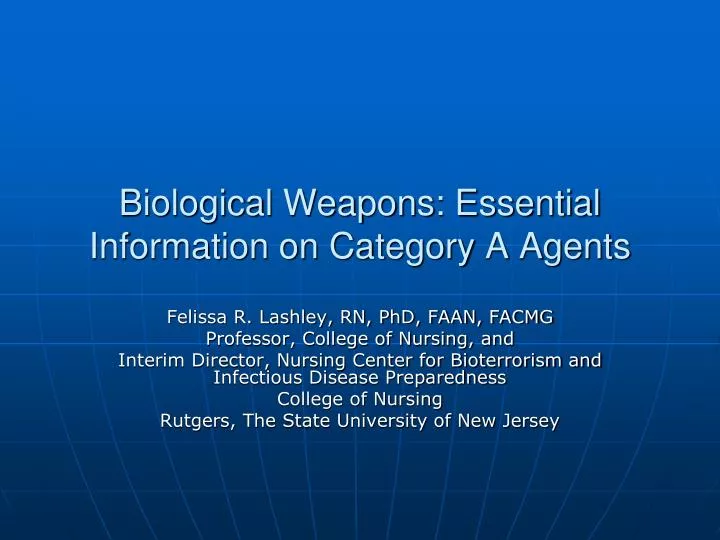 biological weapons essential information on category a agents