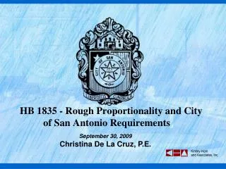 HB 1835 - Rough Proportionality and City of San Antonio Requirements