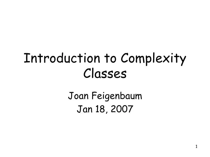 introduction to complexity classes