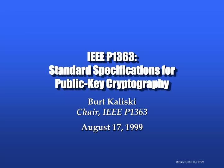 ieee p1363 standard specifications for public key cryptography