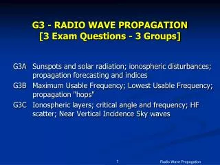 G3 - RADIO WAVE PROPAGATION [3 Exam Questions - 3 Groups]