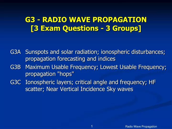 g3 radio wave propagation 3 exam questions 3 groups