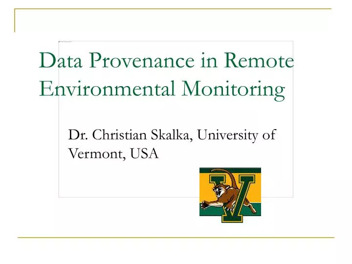 data provenance in remote environmental monitoring