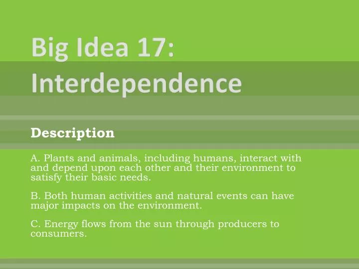 big idea 17 interdependence