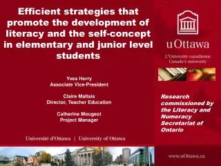 Efficient strategies that promote the development of literacy and the self-concept in elementary and junior level studen