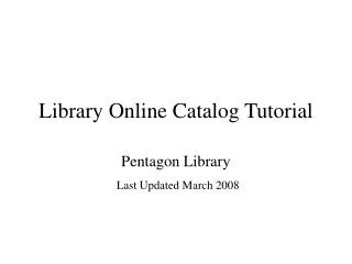 Library Online Catalog Tutorial