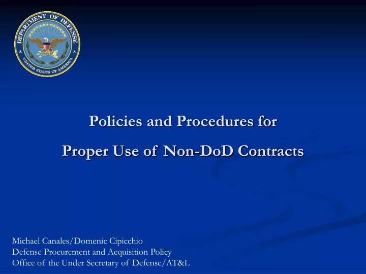 policies and procedures for proper use of non dod contracts