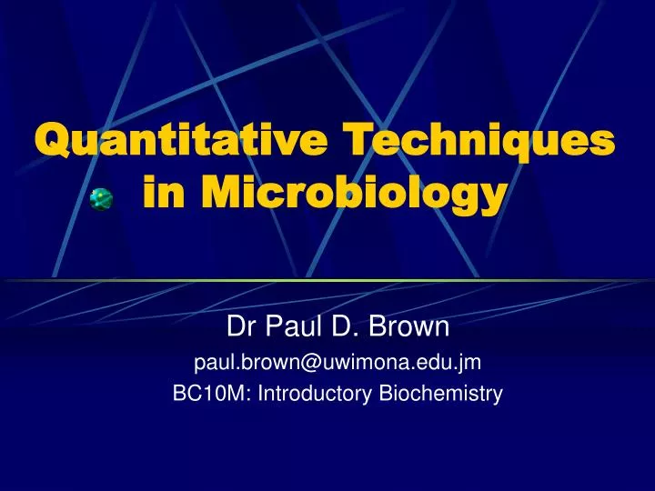 quantitative techniques in microbiology