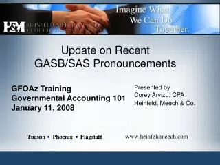Update on Recent GASB/SAS Pronouncements