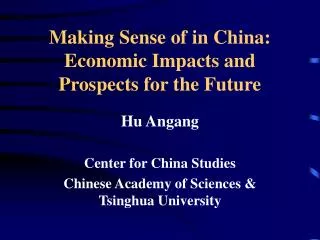 Making Sense of in China: Economic Impacts and Prospects for the Future