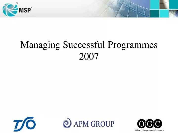 managing successful programmes 2007