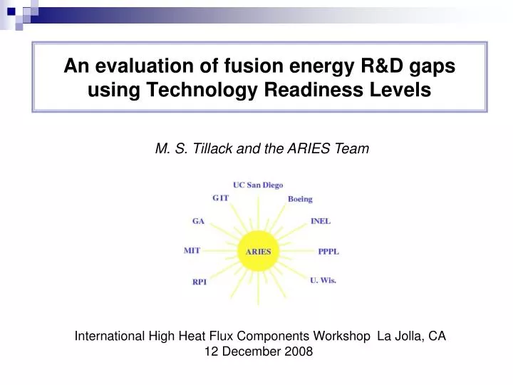 an evaluation of fusion energy r d gaps using technology readiness levels
